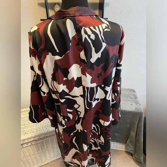 Chico’s open front kimono duster - black & brown with bell sleeves and pockets - Picture 3 of 9